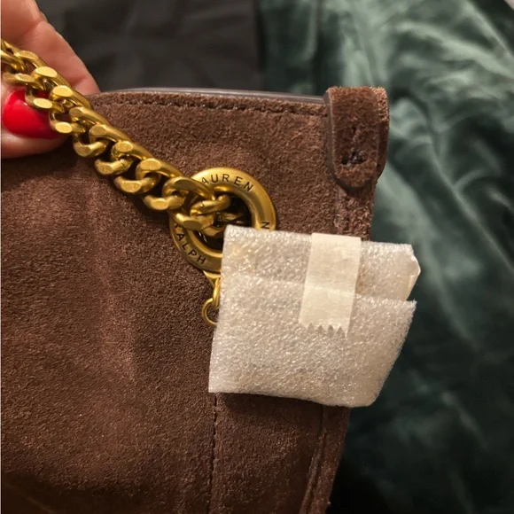 Ralph Lauren Chocolate Brown 2 way Suede Bag NWT - Picture 6 of 12